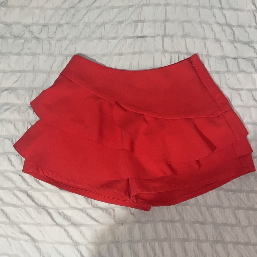 DO+BE Vibrant Red Layered Shorts